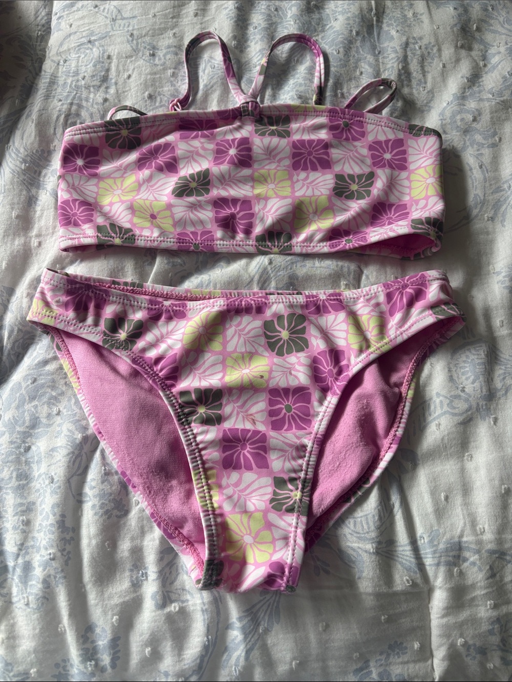 Girls' Roxy Pink Floral Two-Piece Swim Set